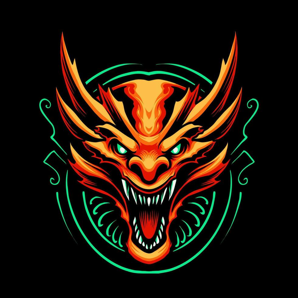 Ilustración de vector de cabeza de dragón rojo