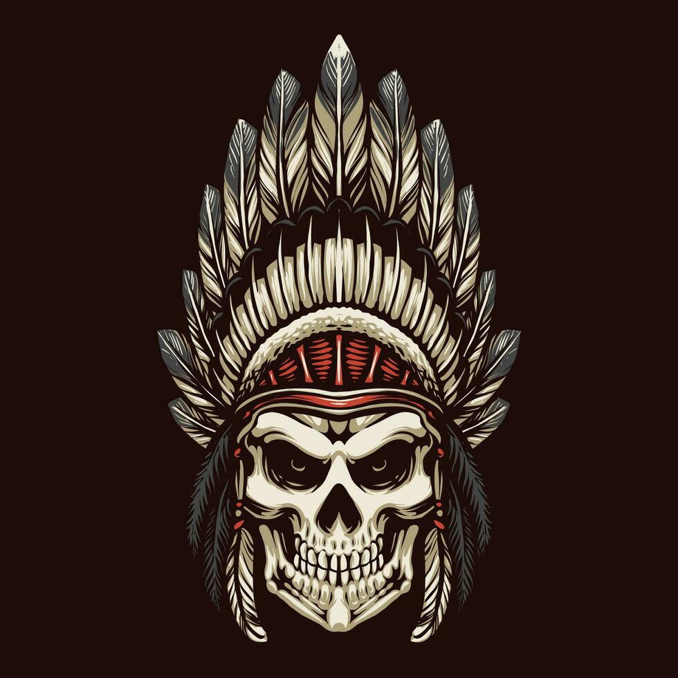 indian apache skull head illustration vector