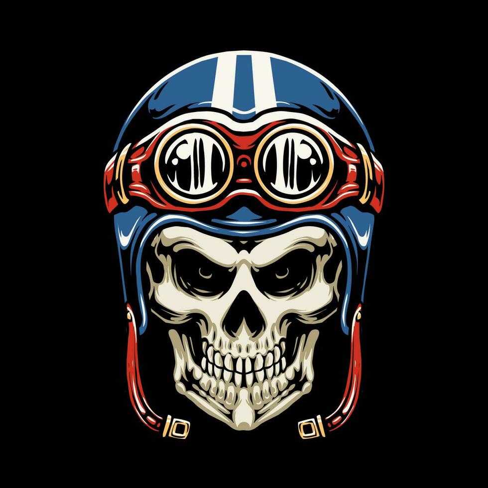 skull motorcycle helmet vector illustration