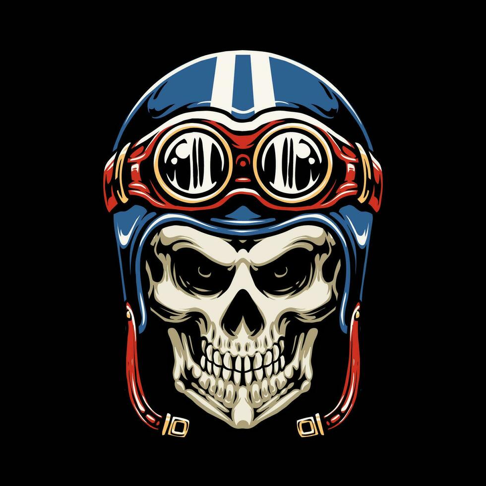 skull motorcycle helmet vector illustration