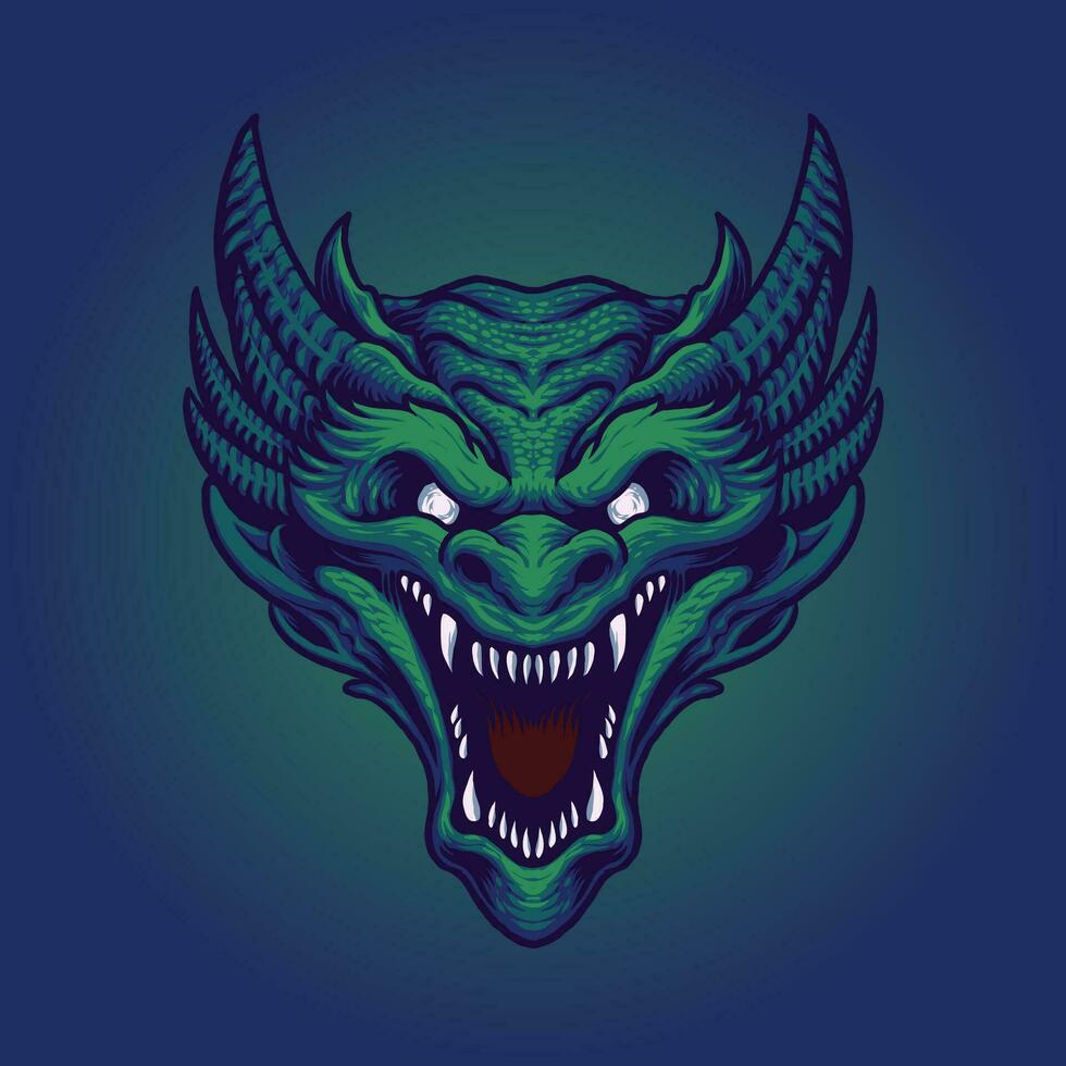 green dragon head vector illustration 36156858 Vector Art at Vecteezy