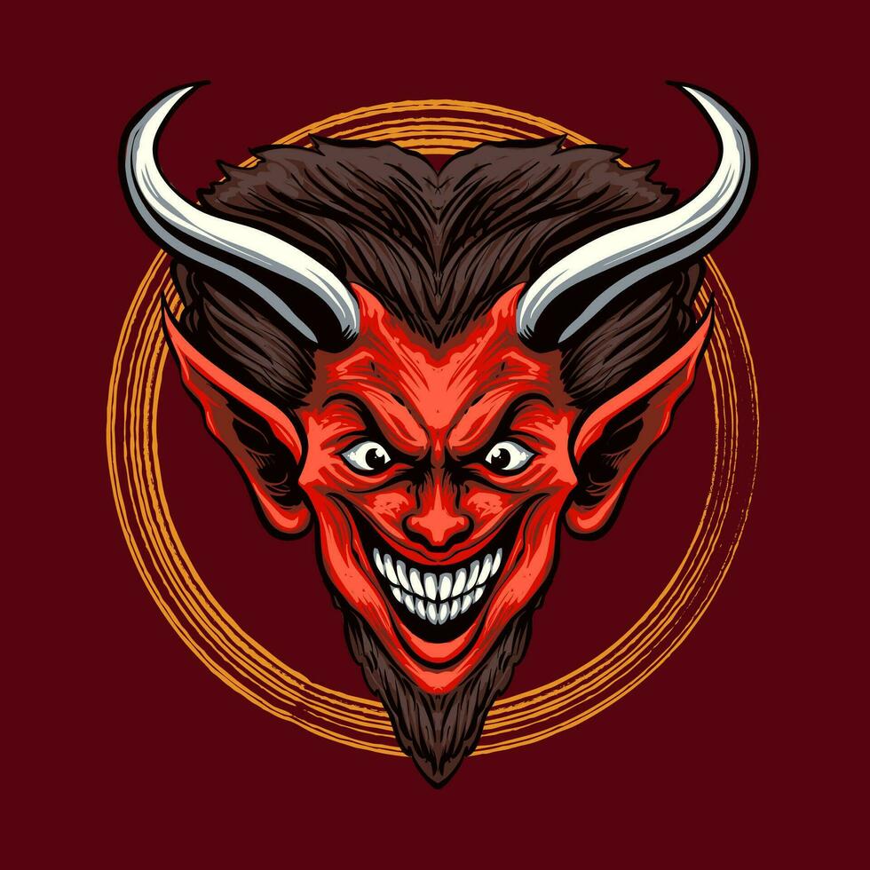 Red Devil Head Vector Illustration