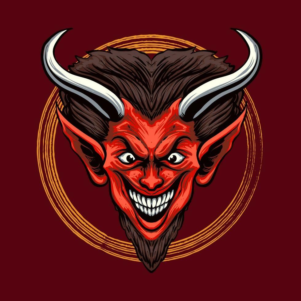 Ilustración de vector de cabeza de diablo rojo