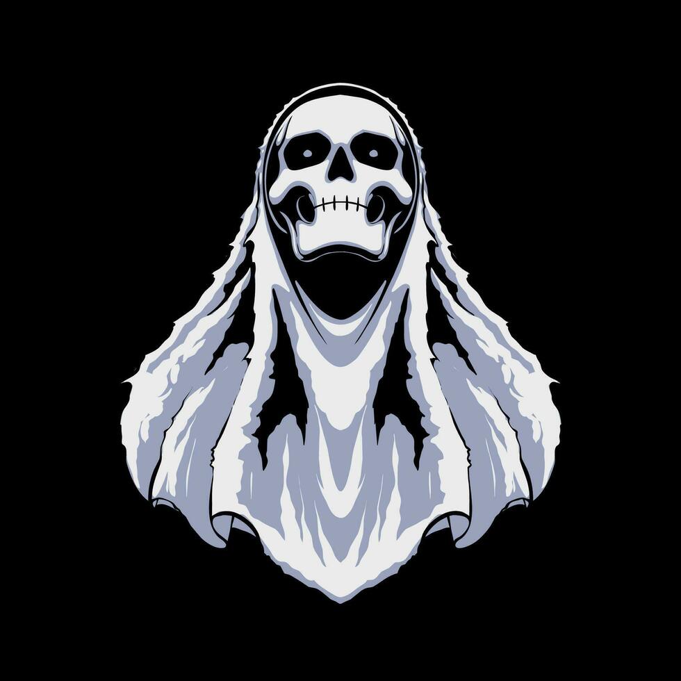 the with skull ghost halloween vector