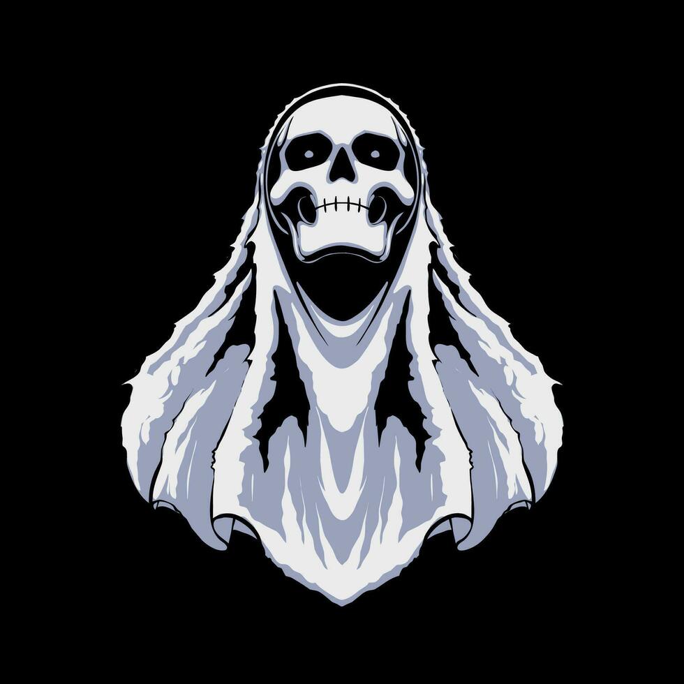 the with skull ghost halloween vector