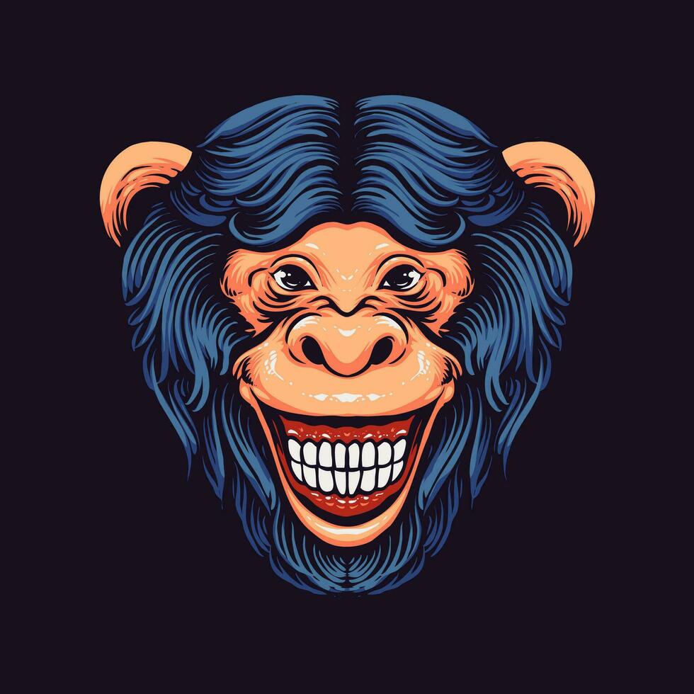 funny monkey head vector illustration