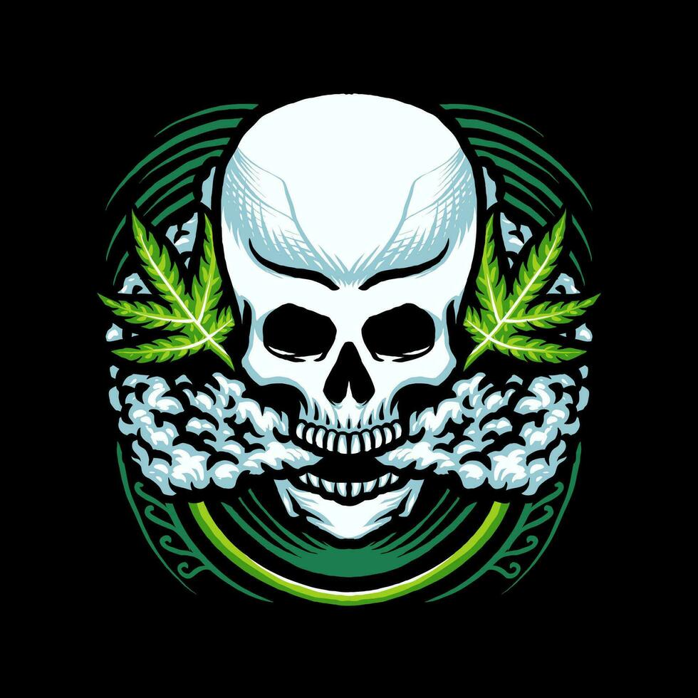 smoking skull head vector illustration