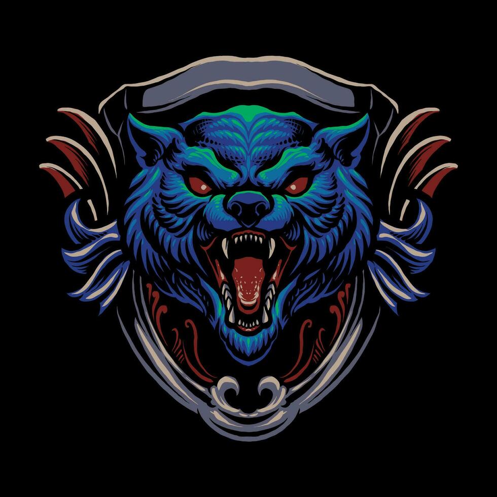 the wolf head illustration design vector