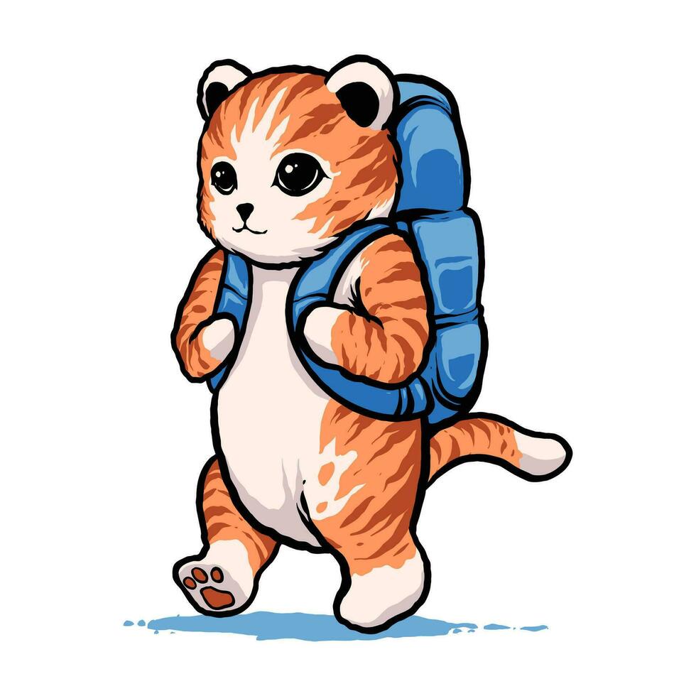 the adventure cat illustration vector