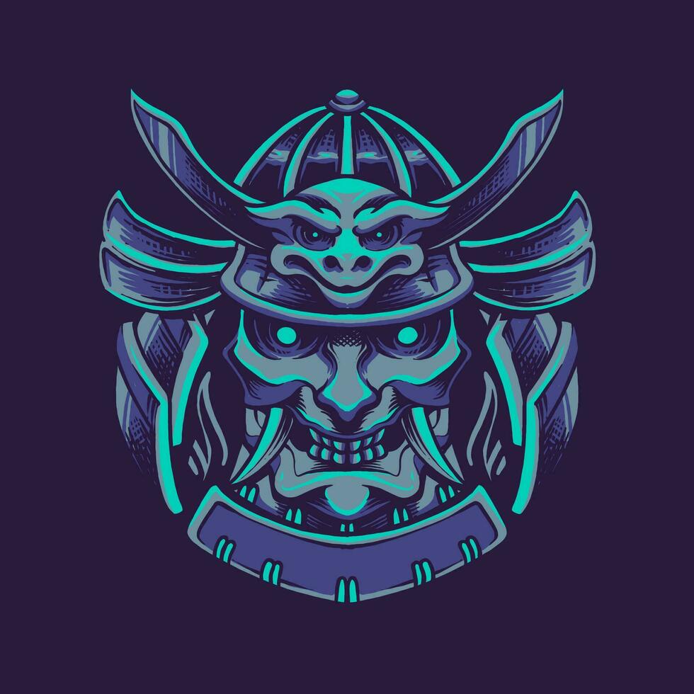 Devil Samurai Mask Vector Illustration