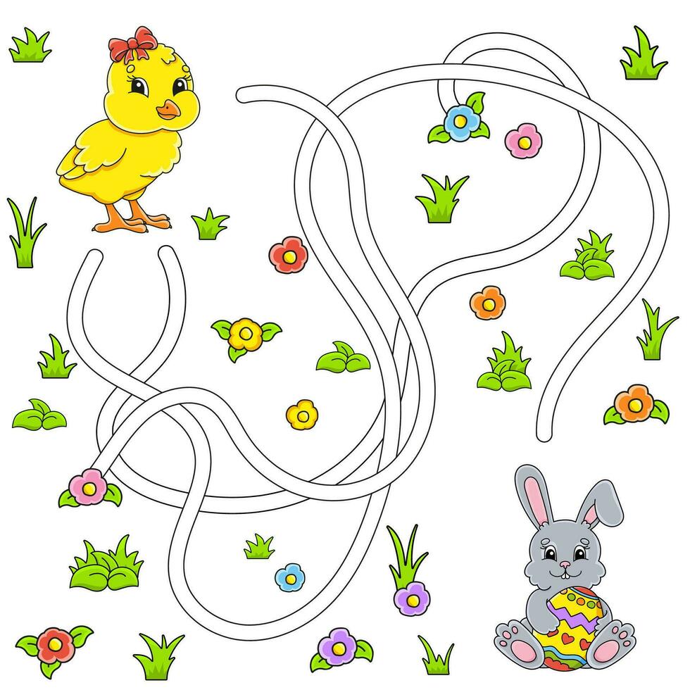 Funny maze for kids. Puzzle for children. cartoon character. Labyrinth conundrum. Find the right path. Vector illustration.