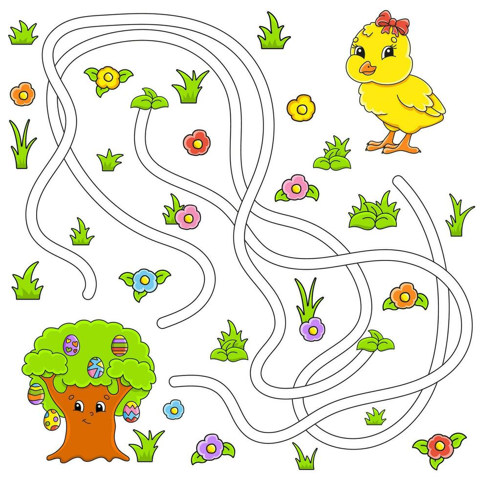 Funny maze for kids. Puzzle for children. cartoon character. Labyrinth conundrum. Find the right path. Vector illustration.