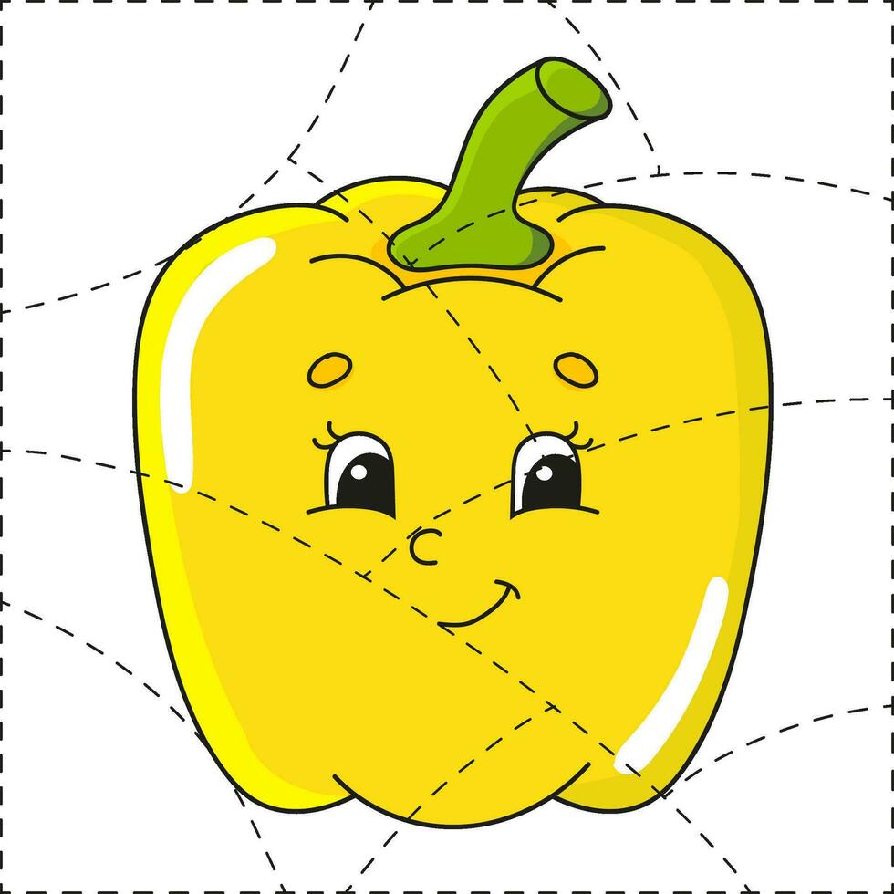 Cut and play. Flash cards. Color puzzle. Education developing worksheet. Activity page. Game for children. cartoon style. Funny character. Vector illustration.