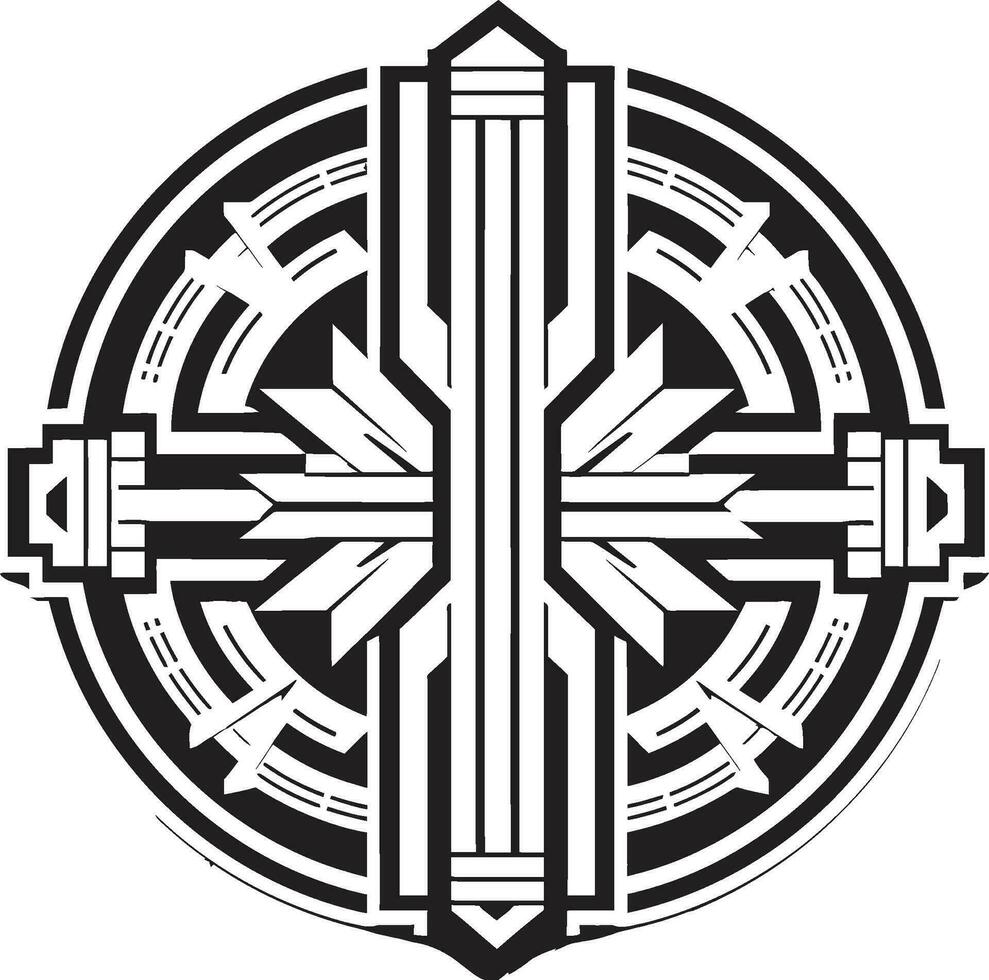 Artistic Angular Deco Logo Vector Icon Geometric Deco Fusion Geometric Icon Emblem