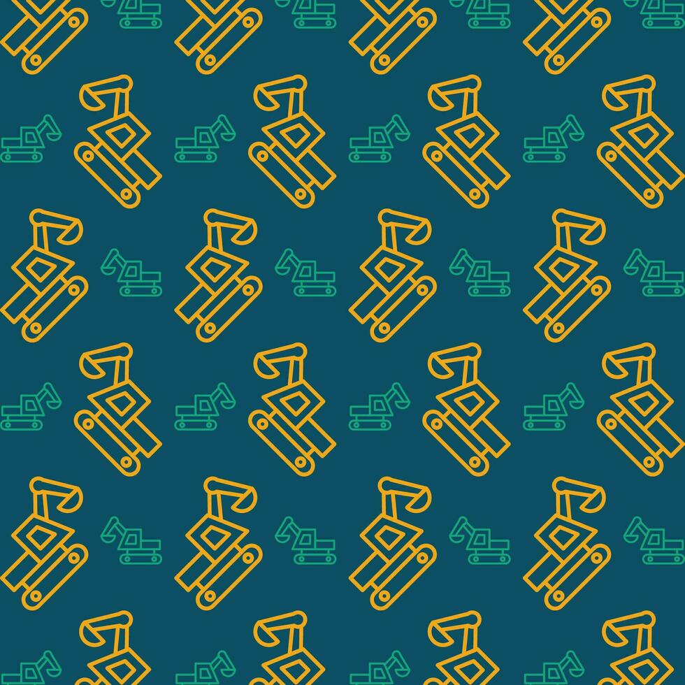 Excavator beautiful repeating pattern design colorful vector illustration