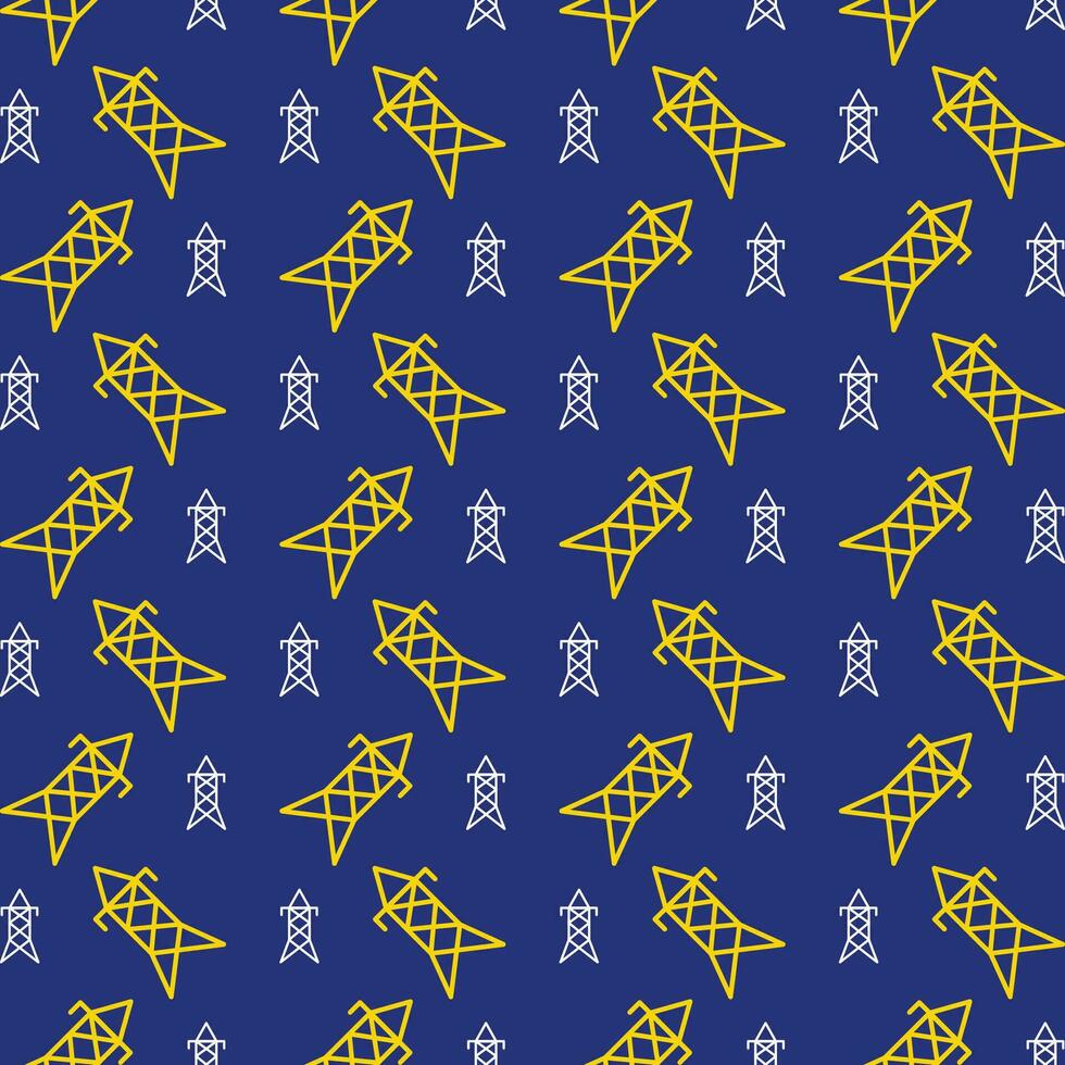 Electric tower trendy vector design repeating pattern illustration