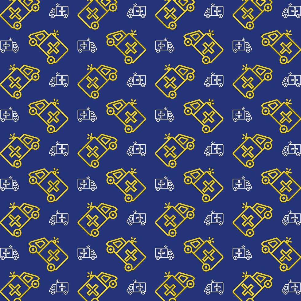 Ambulance trendy vector design repeating pattern illustration background