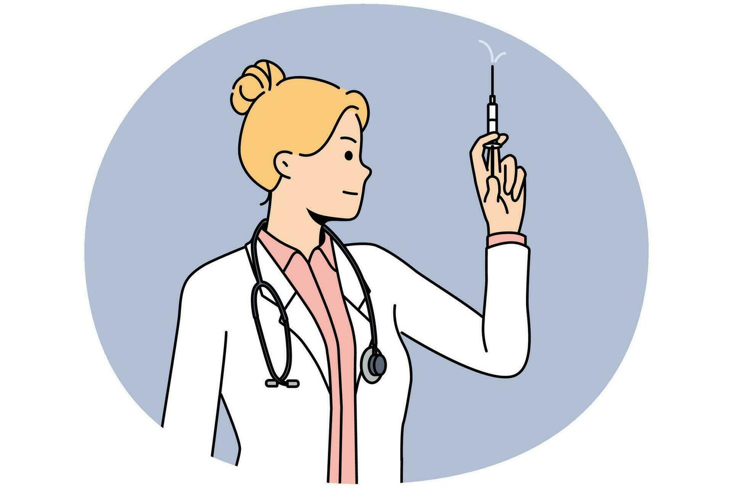 Female nurse with syringe in hands vector