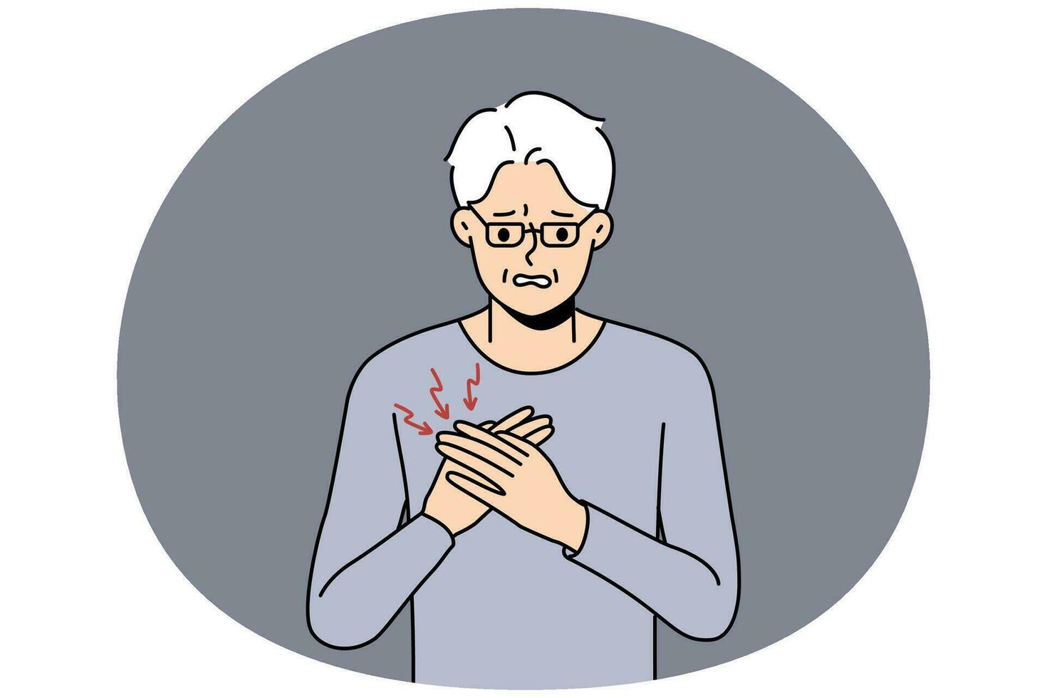 Unhealthy elderly man suffer from heart pain vector