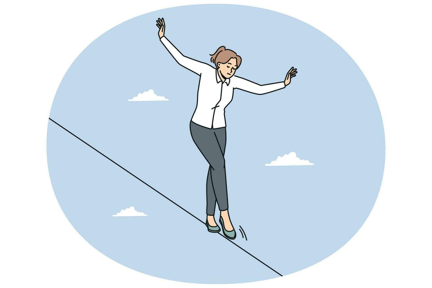 Businesswoman walking on rope vector