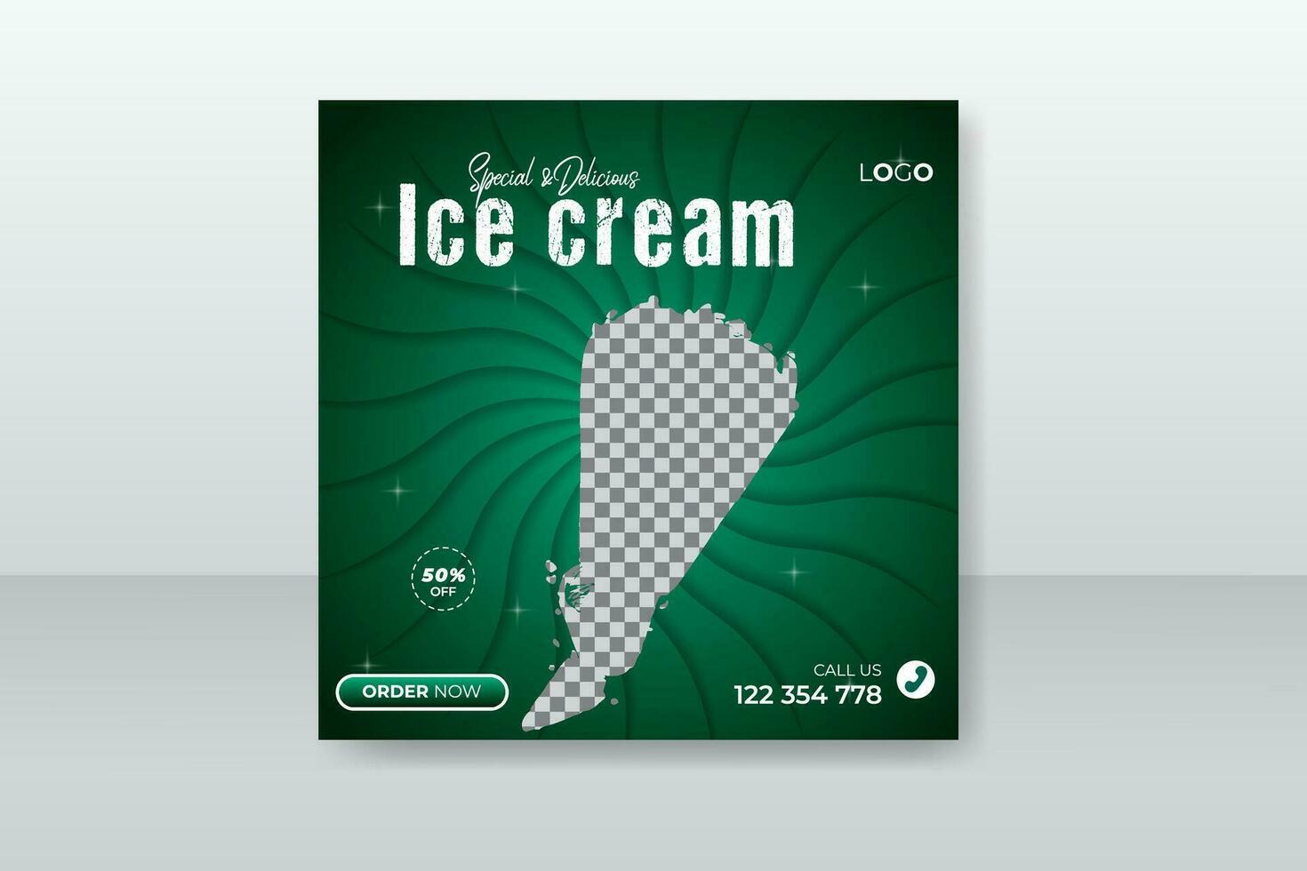especial delicioso hielo crema social medios de comunicación enviar o promocional bandera con descuento oferta resumen vistoso forma vector