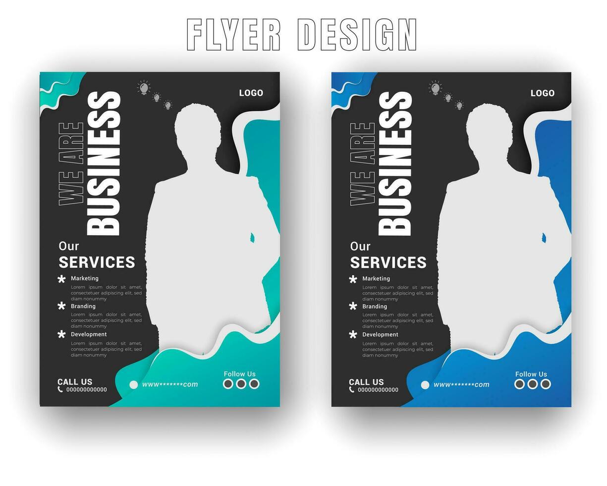 Digital business flyer and innovation solution with gradient color shape or white background roll up design template vector
