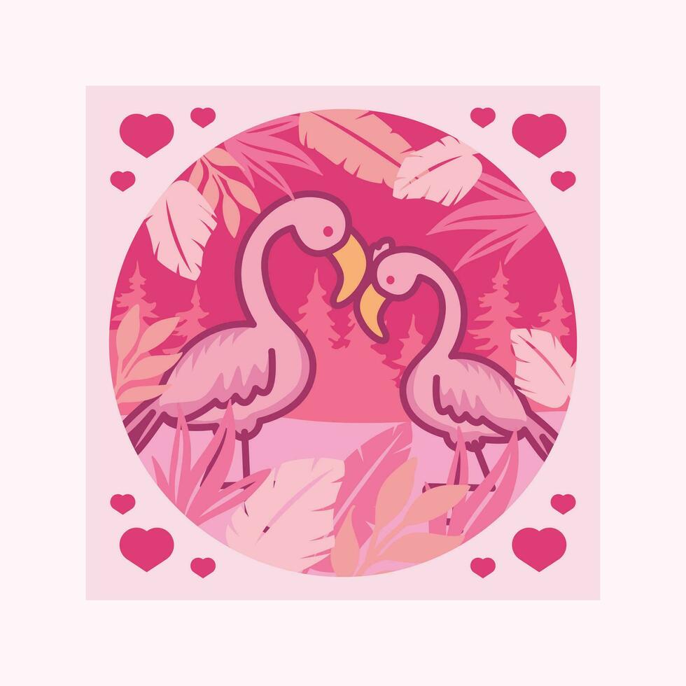 animales flamenco Pareja amor vector