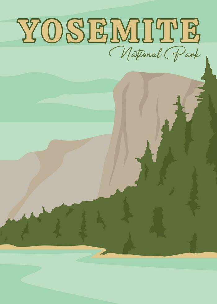 yosemite national park poster vintage vector illustration design. national park in california vintage poster.