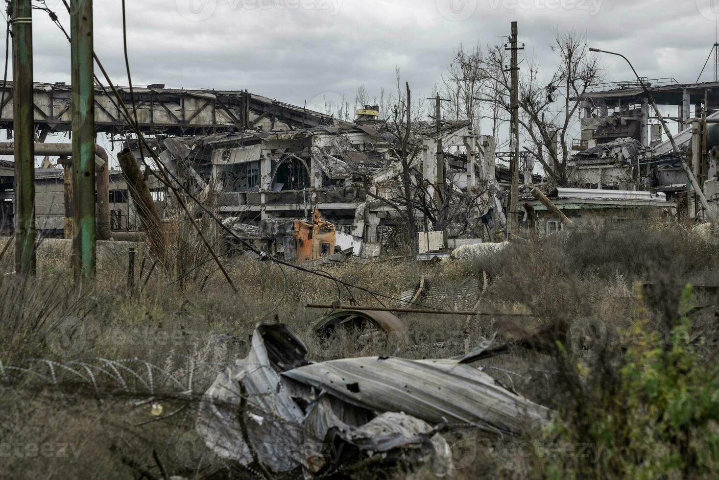 destroyed buildings of the workshop of the Azovstal plant in Mariupol Ukraine photo