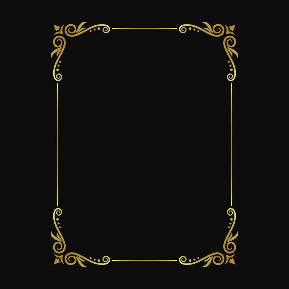 Square gold frame with ornament vector design