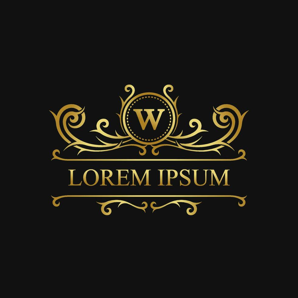 Golden elegant logo template with ornaments vector