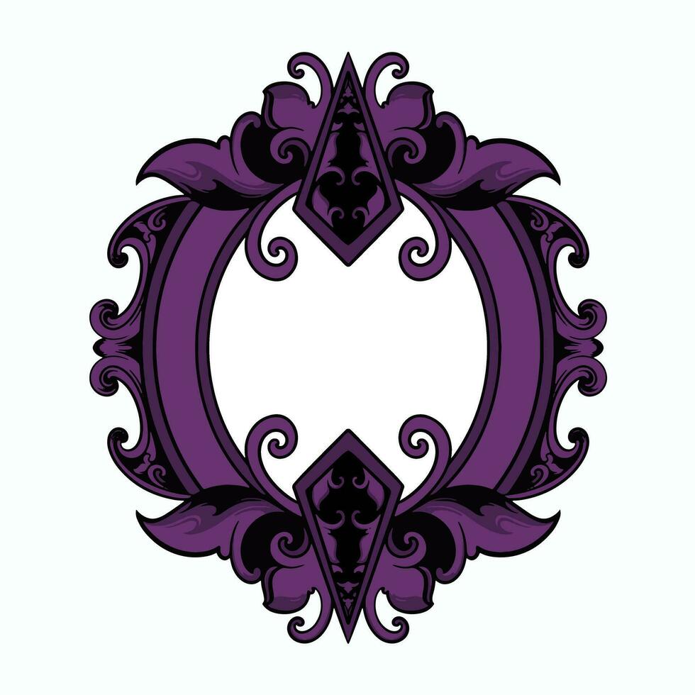 frame, border vector vintage ornament with carved motif