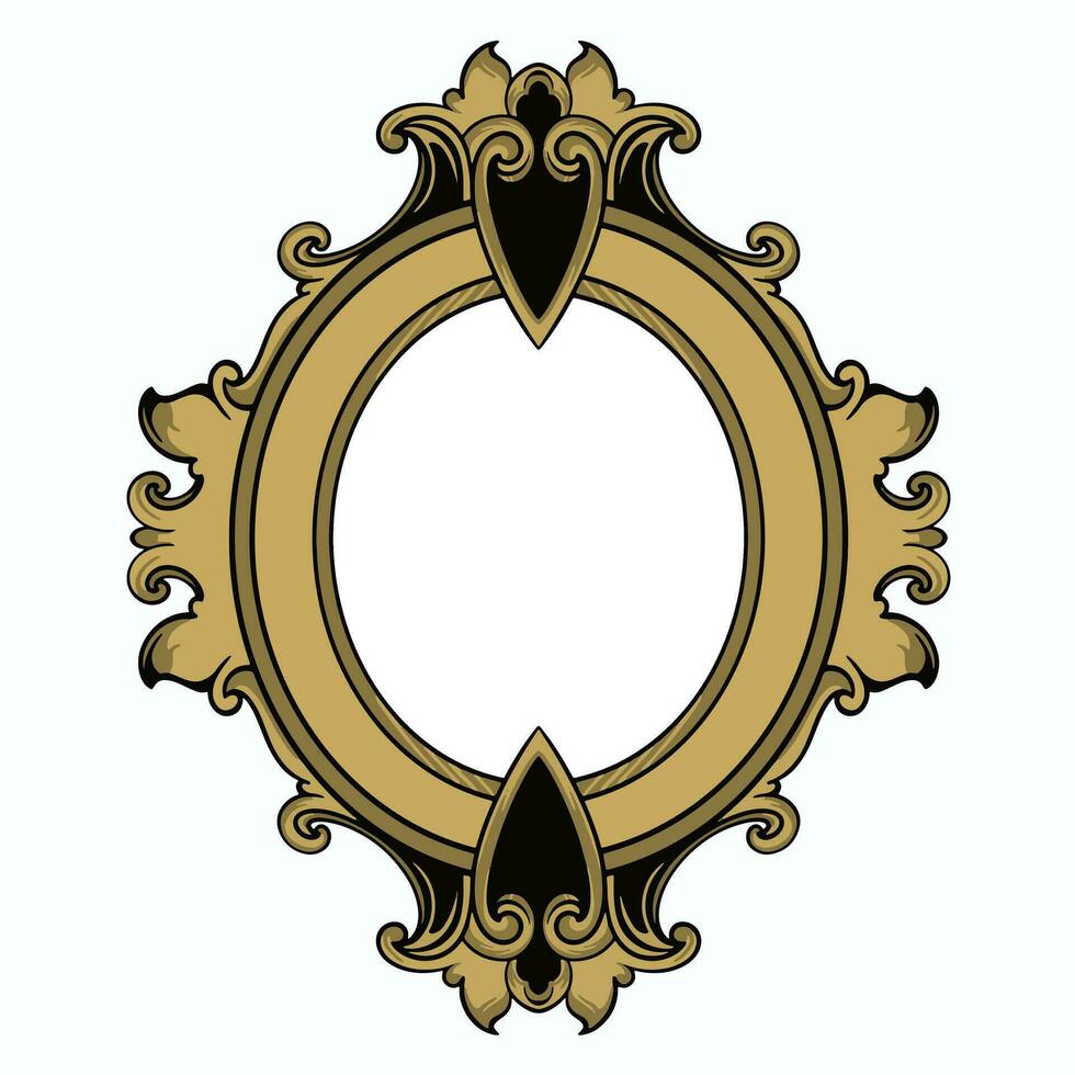 frame, border vector vintage ornament with carved motif