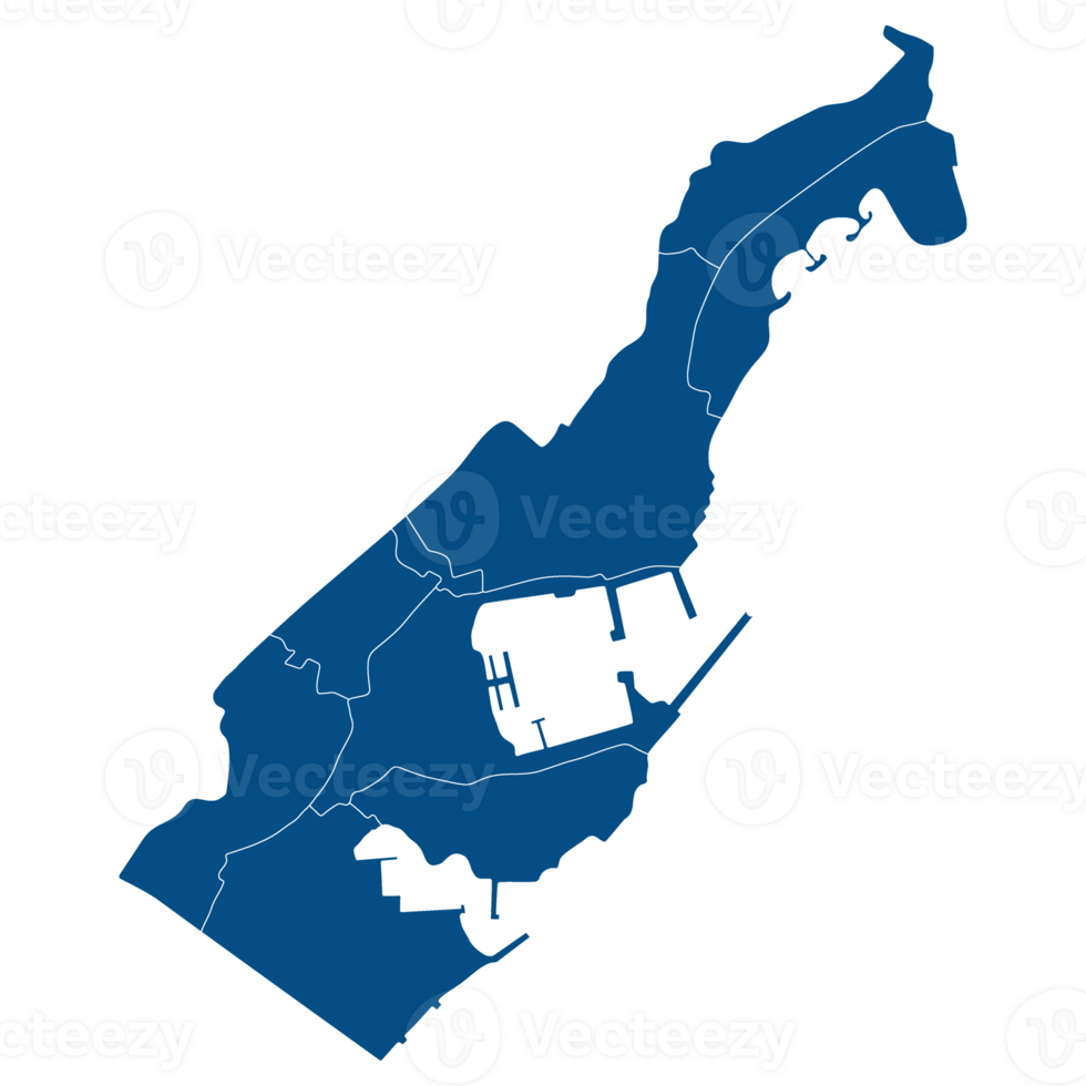 Monaco map. Map of Monaco in administrative provinces in blue color png