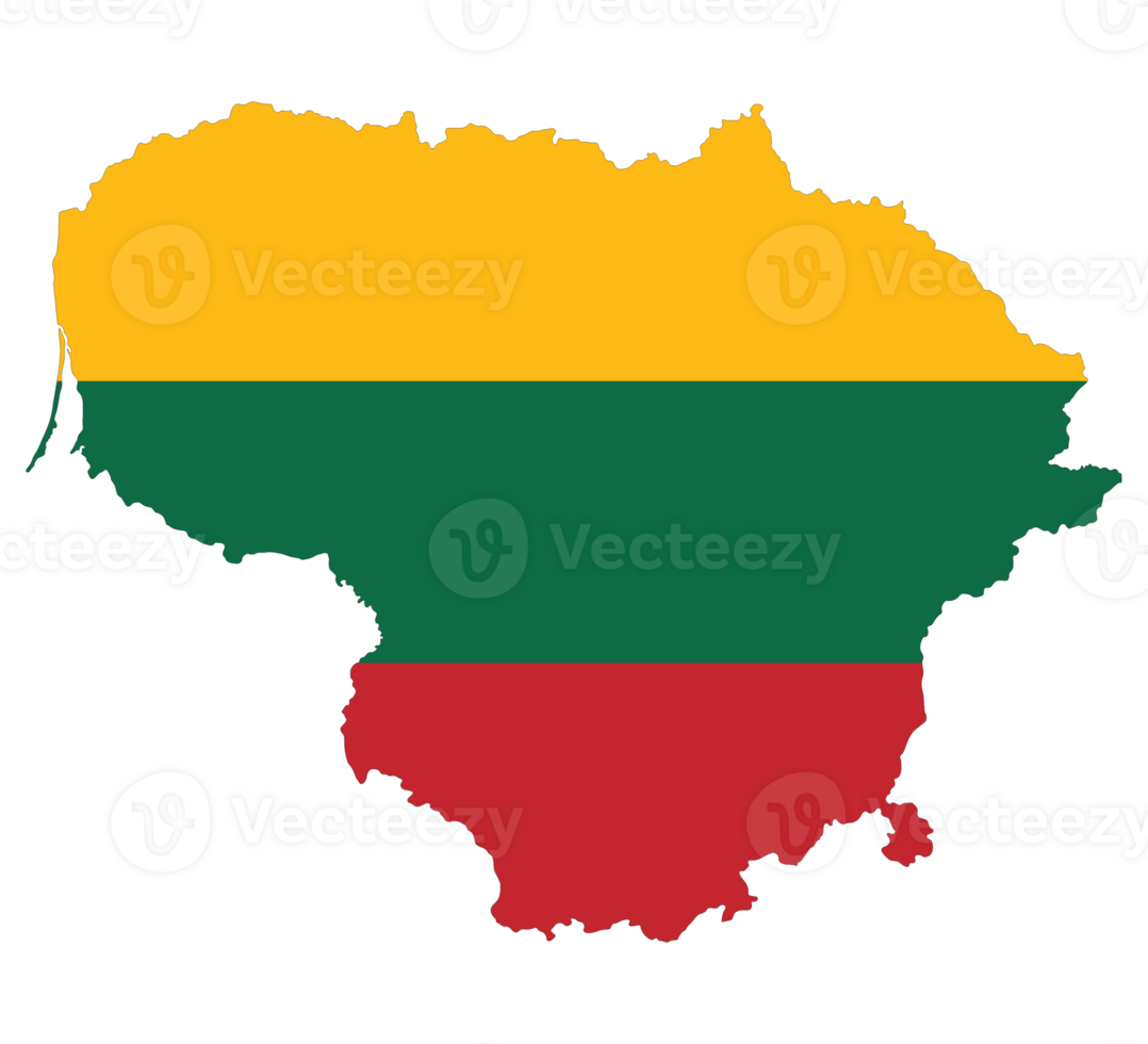 Lithuania map. Map of Lithuania with Lithuania flag png