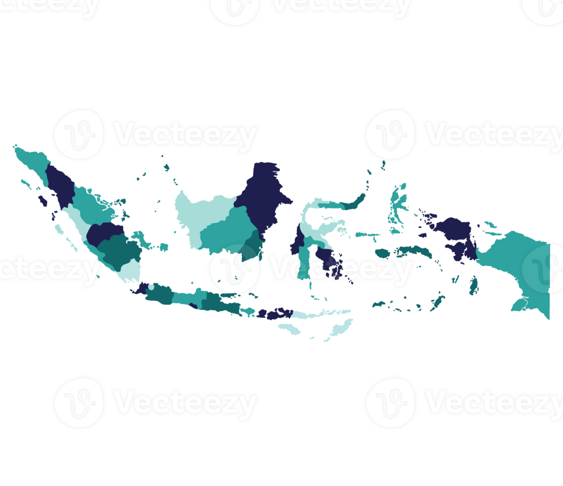 Indonesia map. Map of Indonesia in administrative provinces in blue color png