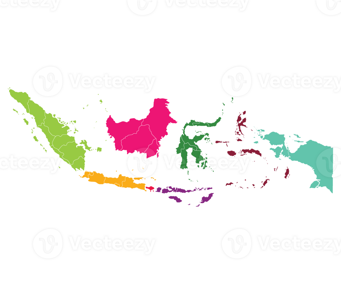 Indonesia map. Map of Indonesia in eight mains regions png