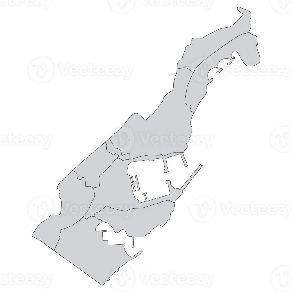 Monaco map. Map of Monaco in administrative provinces in grey color png