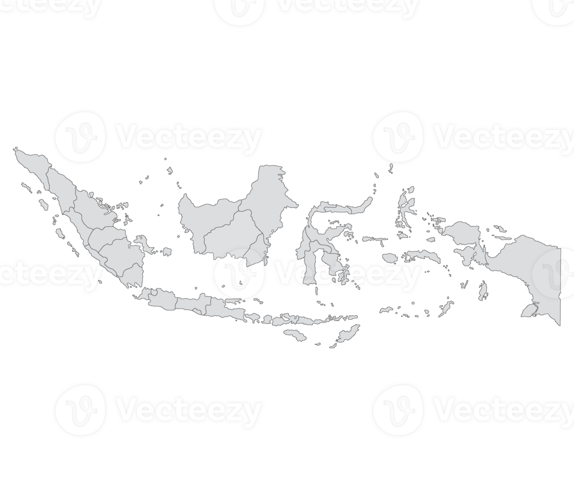 indonesien Karta. Karta av indonesien i administrativ provinser i grå Färg png