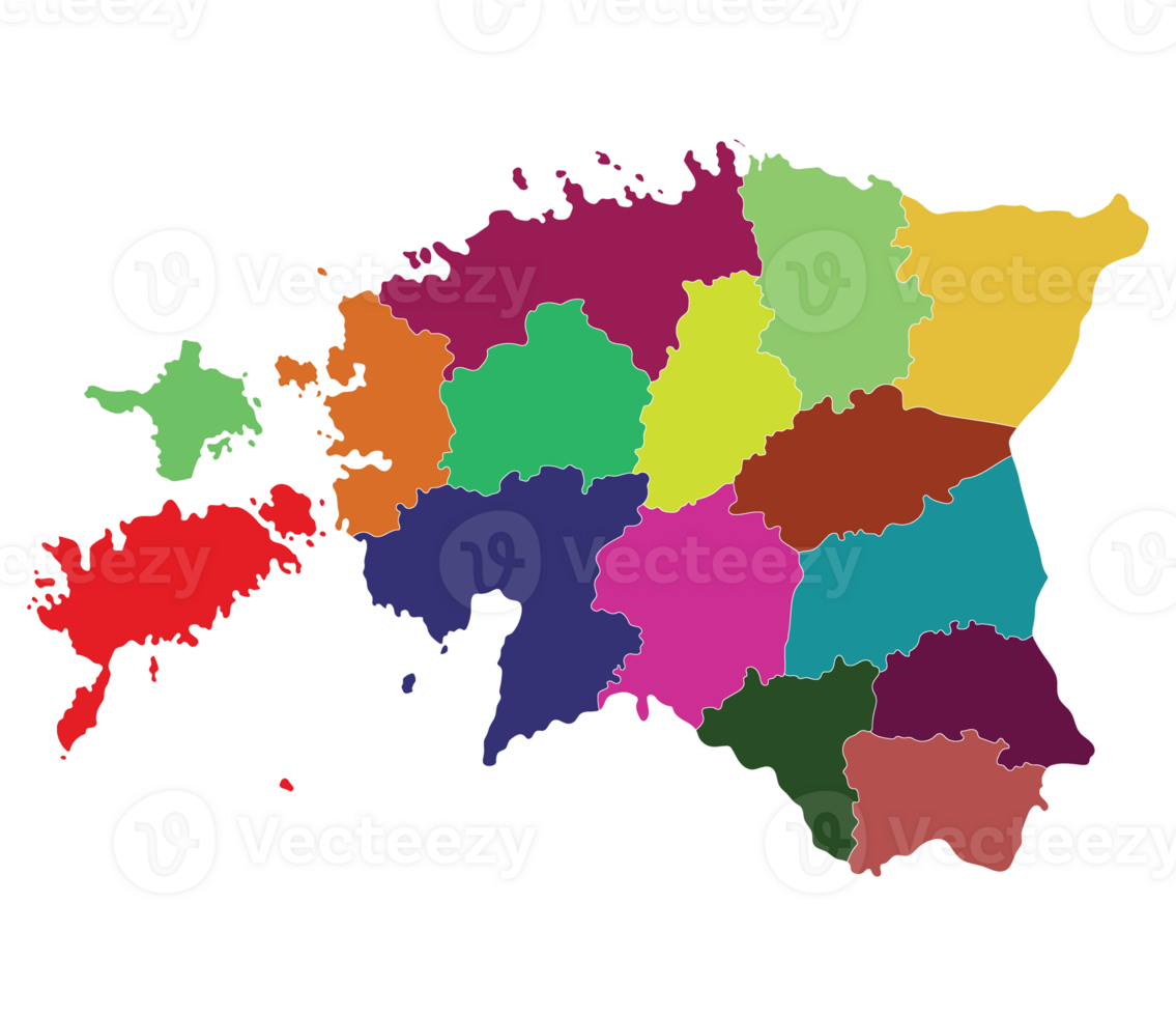 Estonia map. Map of Estonia in administrative regions png