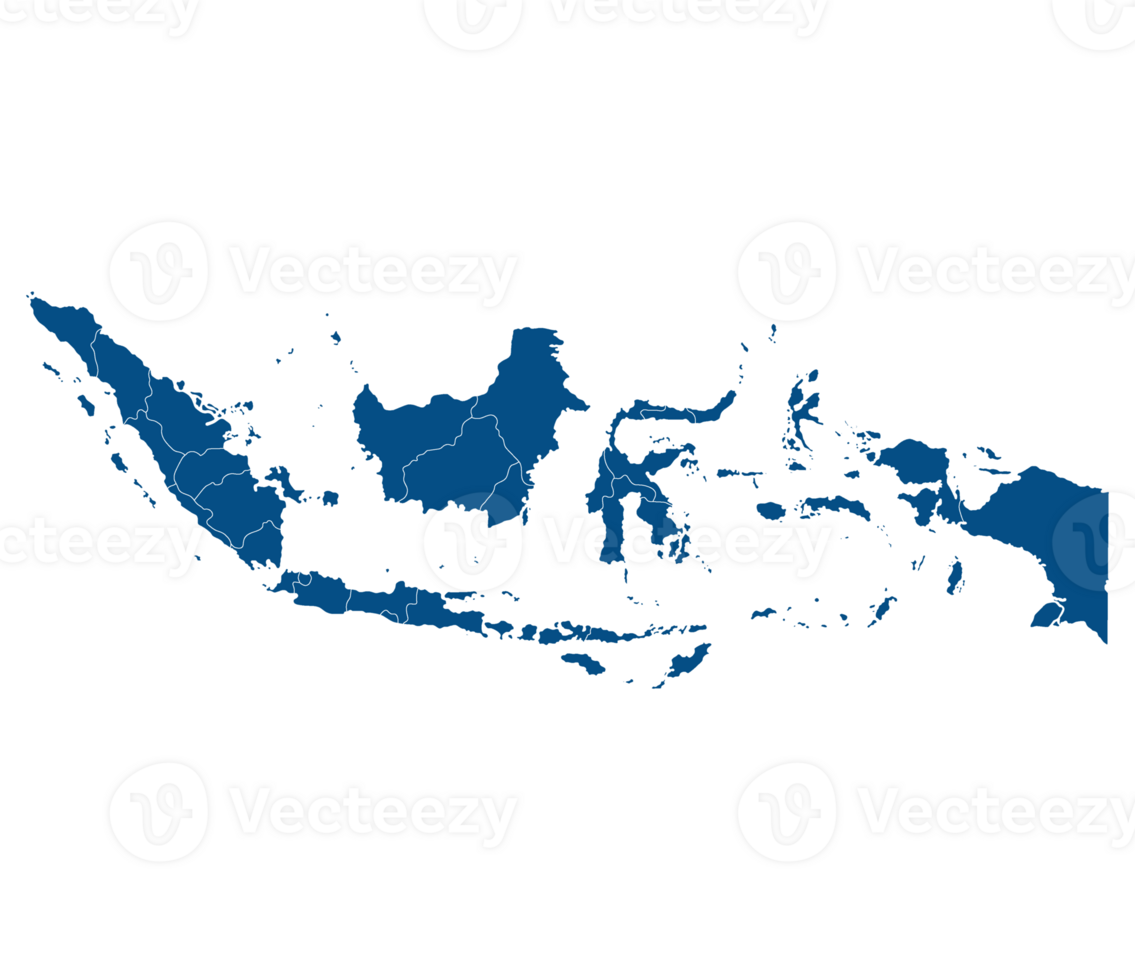 Indonesia map. Map of Indonesia in administrative provinces in blue color png