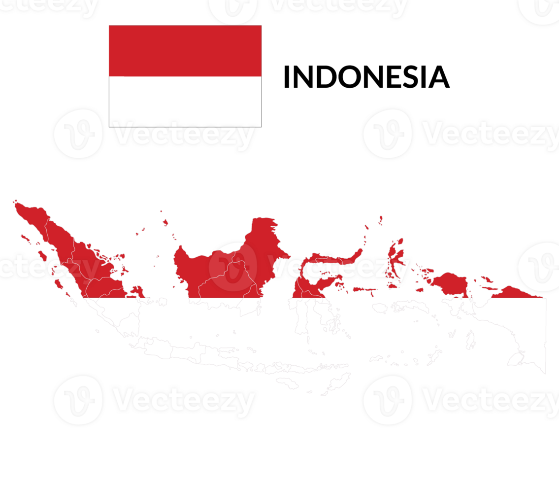 Indonesia map. Map of Indonesia with Indonesia flag png