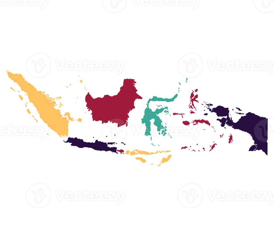 Indonesia map. Map of Indonesia in eight mains regions png