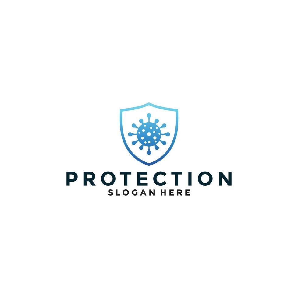 virus protection logo design with gradient color for your medical, health, care business vector