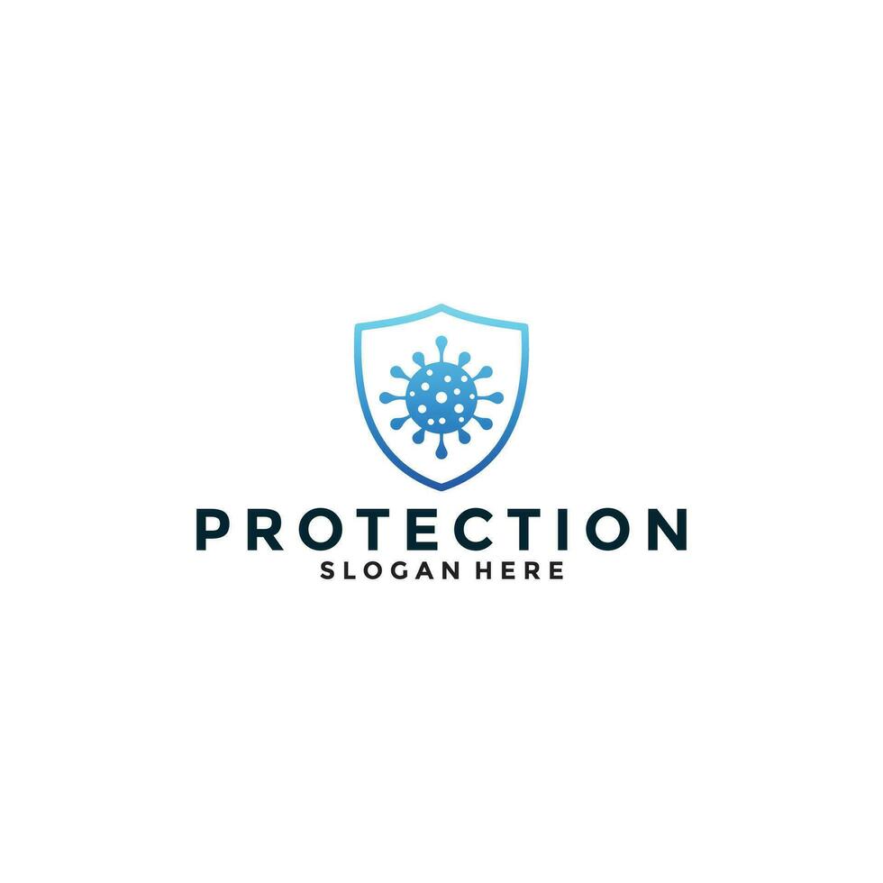 virus proteccion logo diseño con degradado color para tu médico, salud, cuidado negocio vector