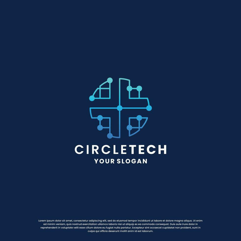 world technology logo design. abstract logo for technology. circle and circuit connection concept vector