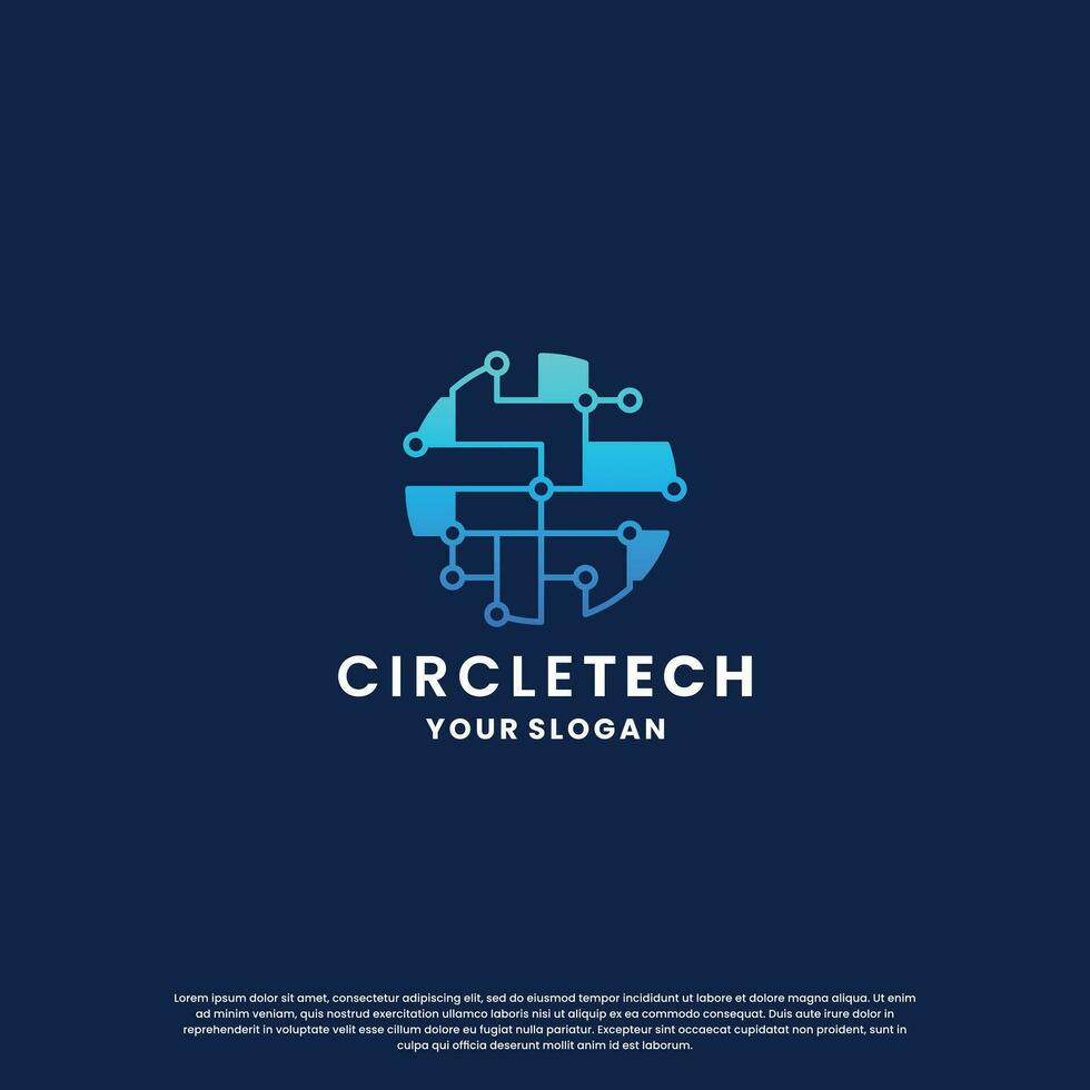world technology logo design. abstract logo for technology. circle and circuit connection concept vector