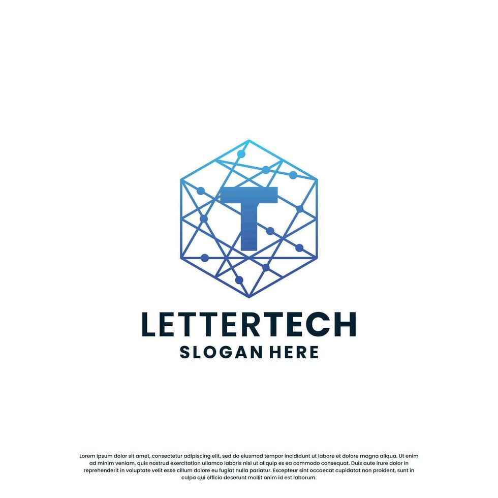 creative letter T tech, science, lab, data computing logo design for your business identity vector