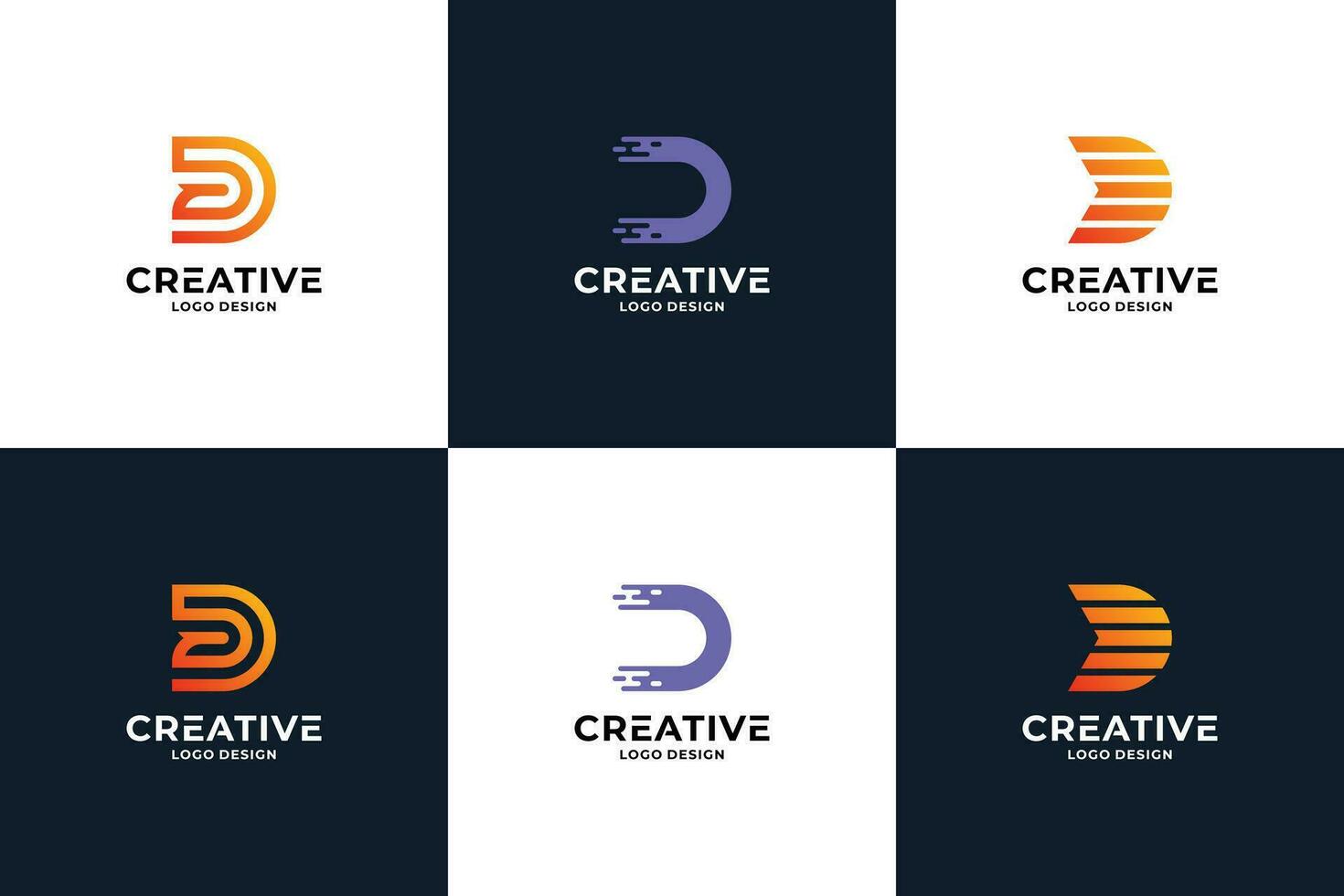 Set of creative initial letter D logo design. vector