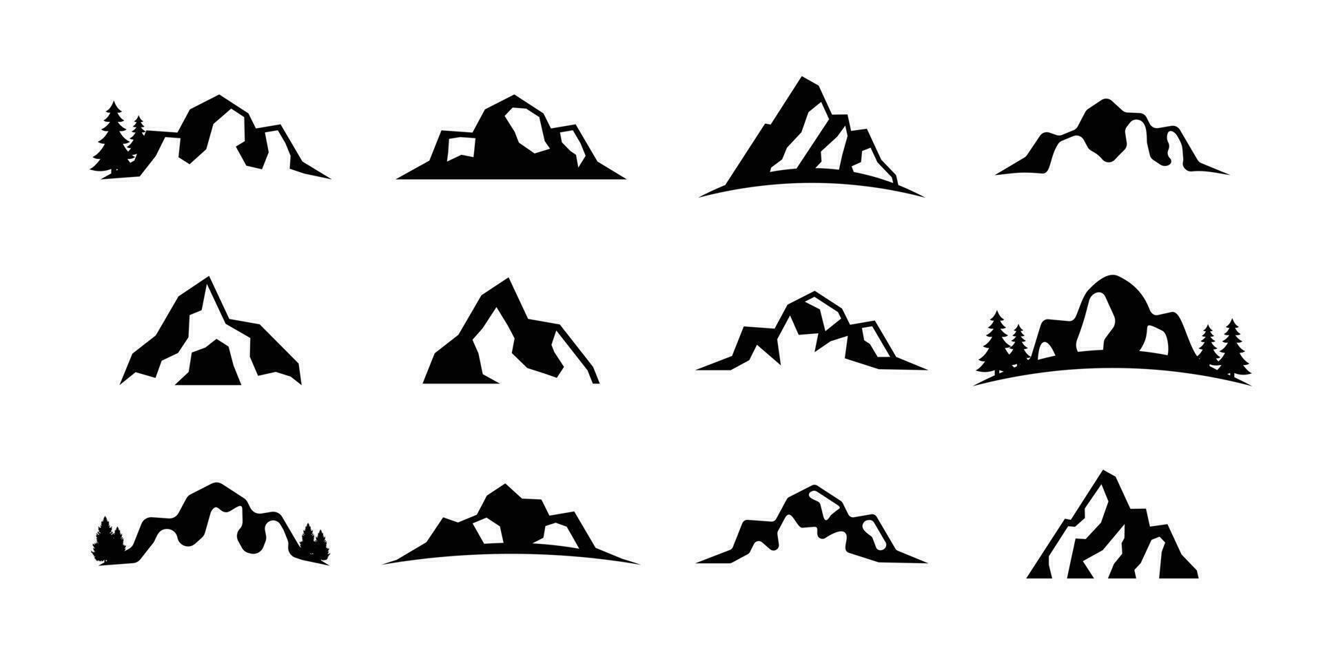 set of mountain icons logo design. Mountain silhouette logo design template. vector